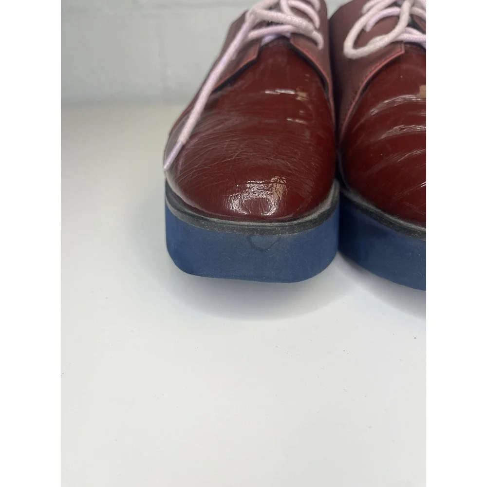 United Nude Spark Derby Burgundy Platform Oxford Womens 37 / US 6.5 Snake Print‎